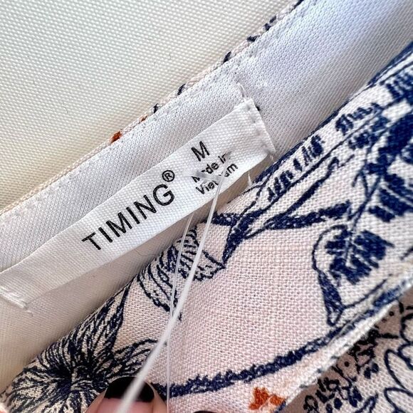 Timing Women's Multicolor Sleeveless Button-Front Linen Mini Dress Medium NWT - Picture 4 of 7